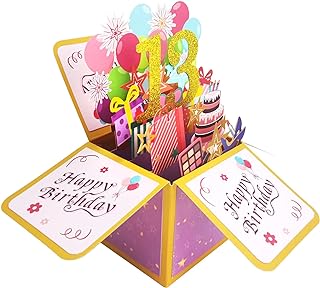 Happy 13th Birthday Pop Up Card for Girl Boy, Sweet Thirteen Year Old Birthday Gift Idea for Daughter Niece, Funny 13 Bday 3D Greeting Card for Him Friends