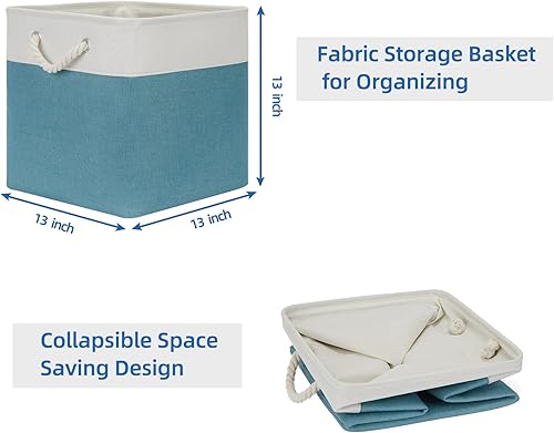 Miniatura 6 de Temary Juego de 4 cestas de almacenamiento de tela de 13 x 13 pulgadas para estante cesta de almacenamiento grande para regalo vacía cestas de