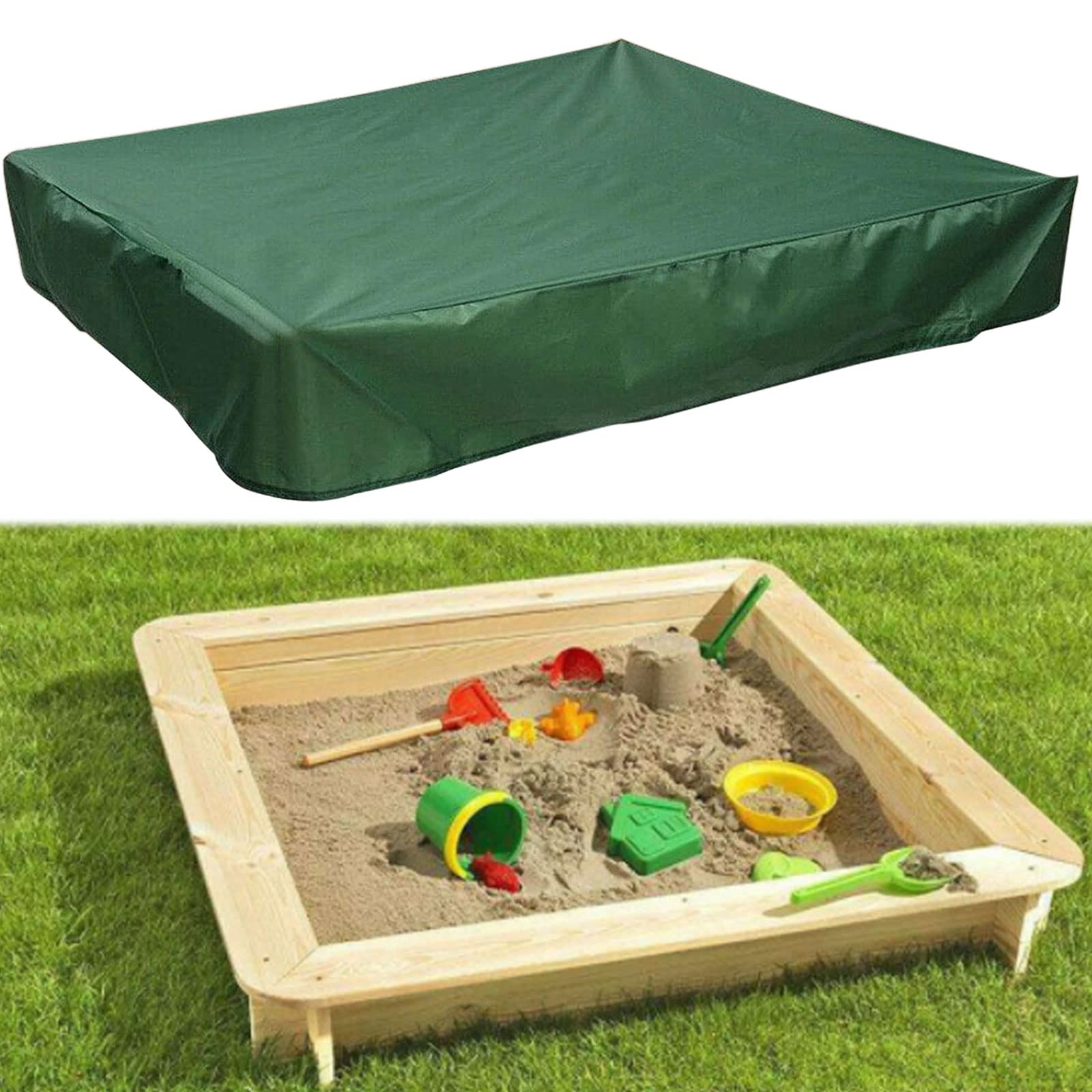 JOKILY Copertura impermeabile per sabbiera, telo di copertura per sabbiera, copertura per sabbiera, resistente alla polvere, con cordoncino, copertura per sabbiera per sabbiera, piscina, terrazzo