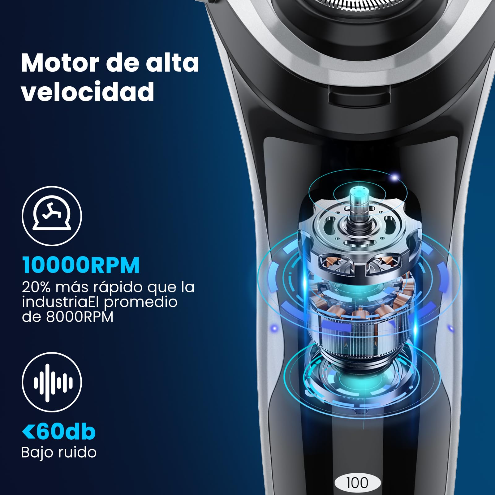 SweetLF Afeitadora Eléctrica Hombre Uso en Húmedo y Seco, Maquina de Afeitar Recargable con Tecnología Impermeable IPX7, con Recortador de Barba