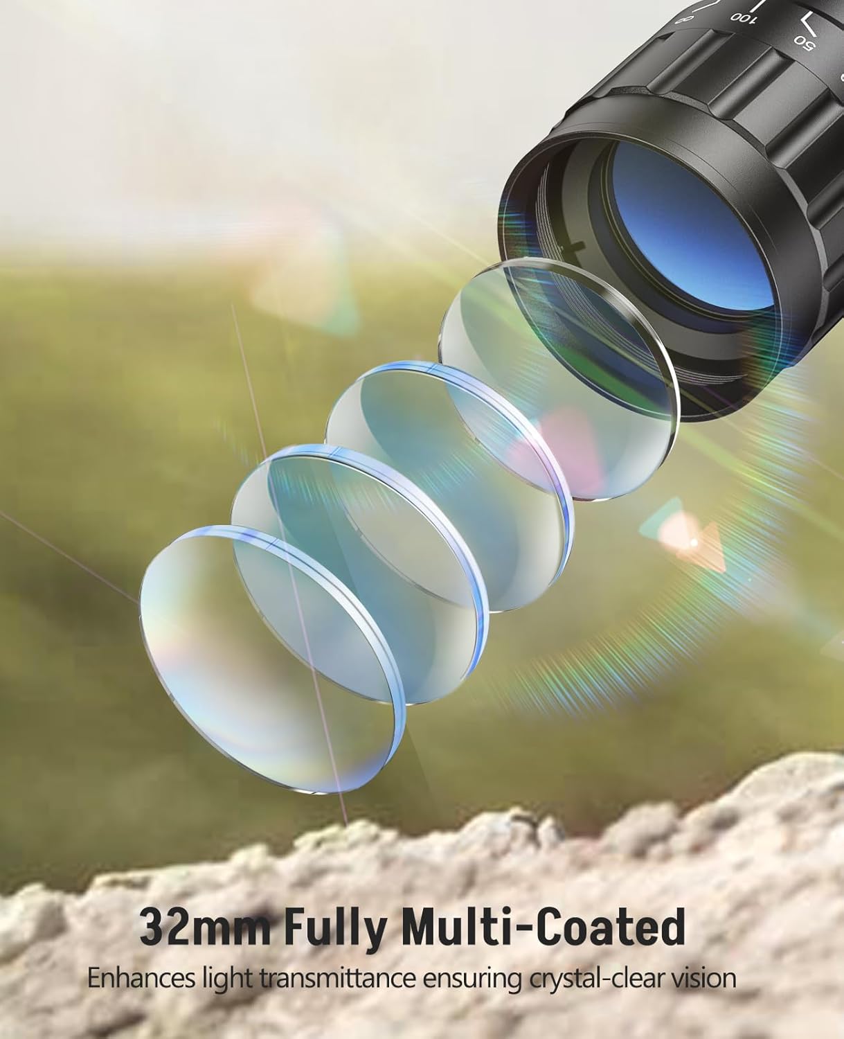MidTen 3-9X32 AO Rifle Scope with Locking Turret - Crosshair Reticle 22 Riflescope for Hunting - 1 Inch Tube SFP Scope with 20mm Scope Rings