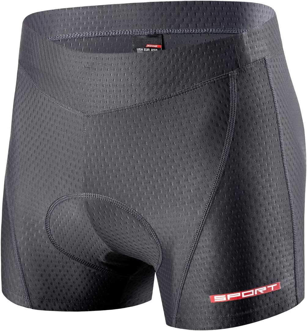 Men's Padded Cycling Undershorts Biking Underwear Shorts with High Elasticity and Highly Breathable 4D Padded (L 29"-36", Dark Grey)