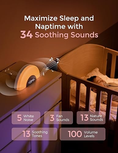Miniatura 4 de Momcozy Kit de máquina de sonido APP, máquina de sonido para bebés con control de aplicación luz nocturna y reloj despertador