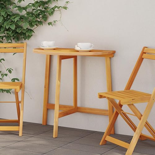 Générique Table de Jardin Pliante Demi-Ronde 78x46x75 cm en Bois