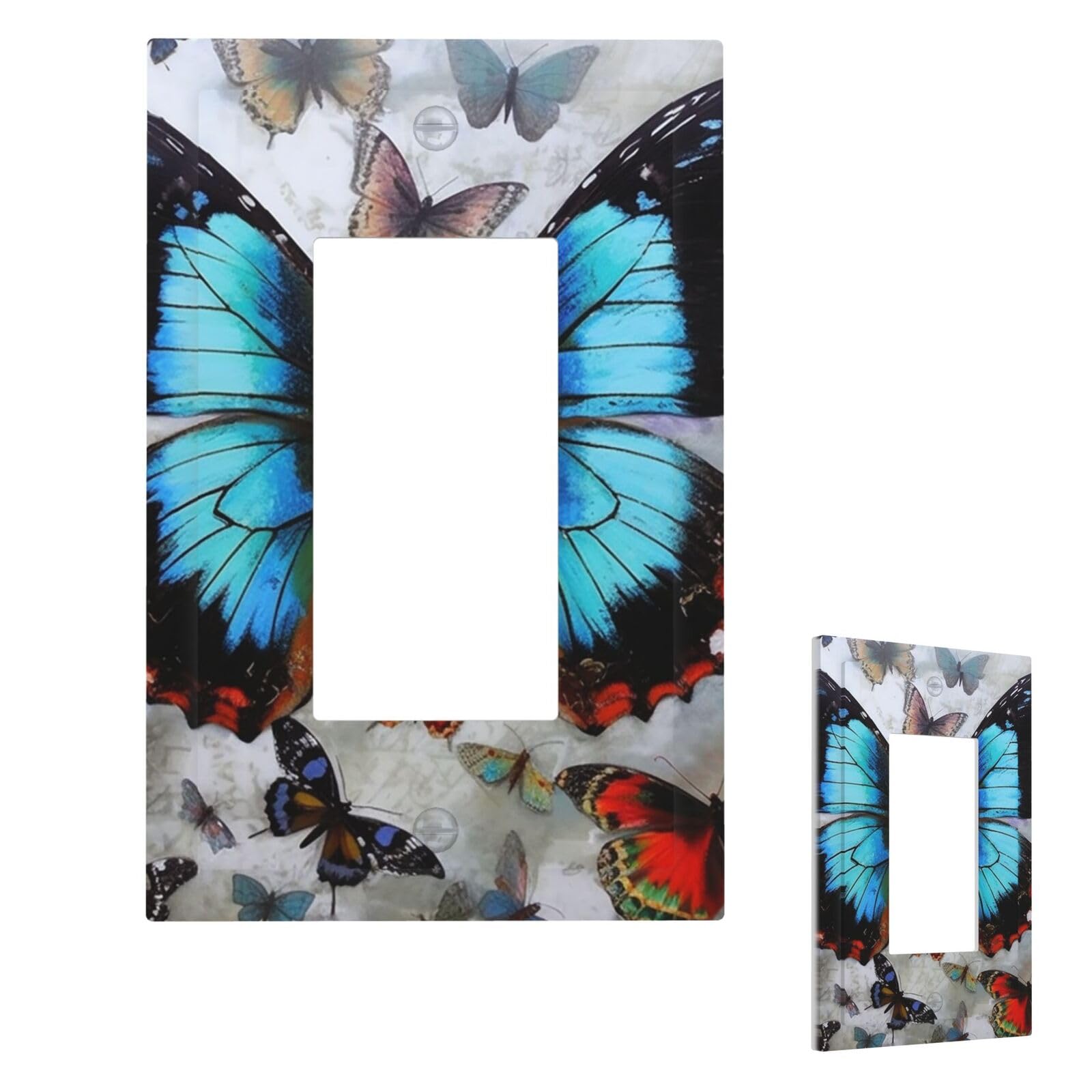 Butterfly Wall Plate Cover 1 Gang, Modern Decorative Light Switch Cover Unbreakable Receptacle Outlet Covers for Living Room Bedroom Decor