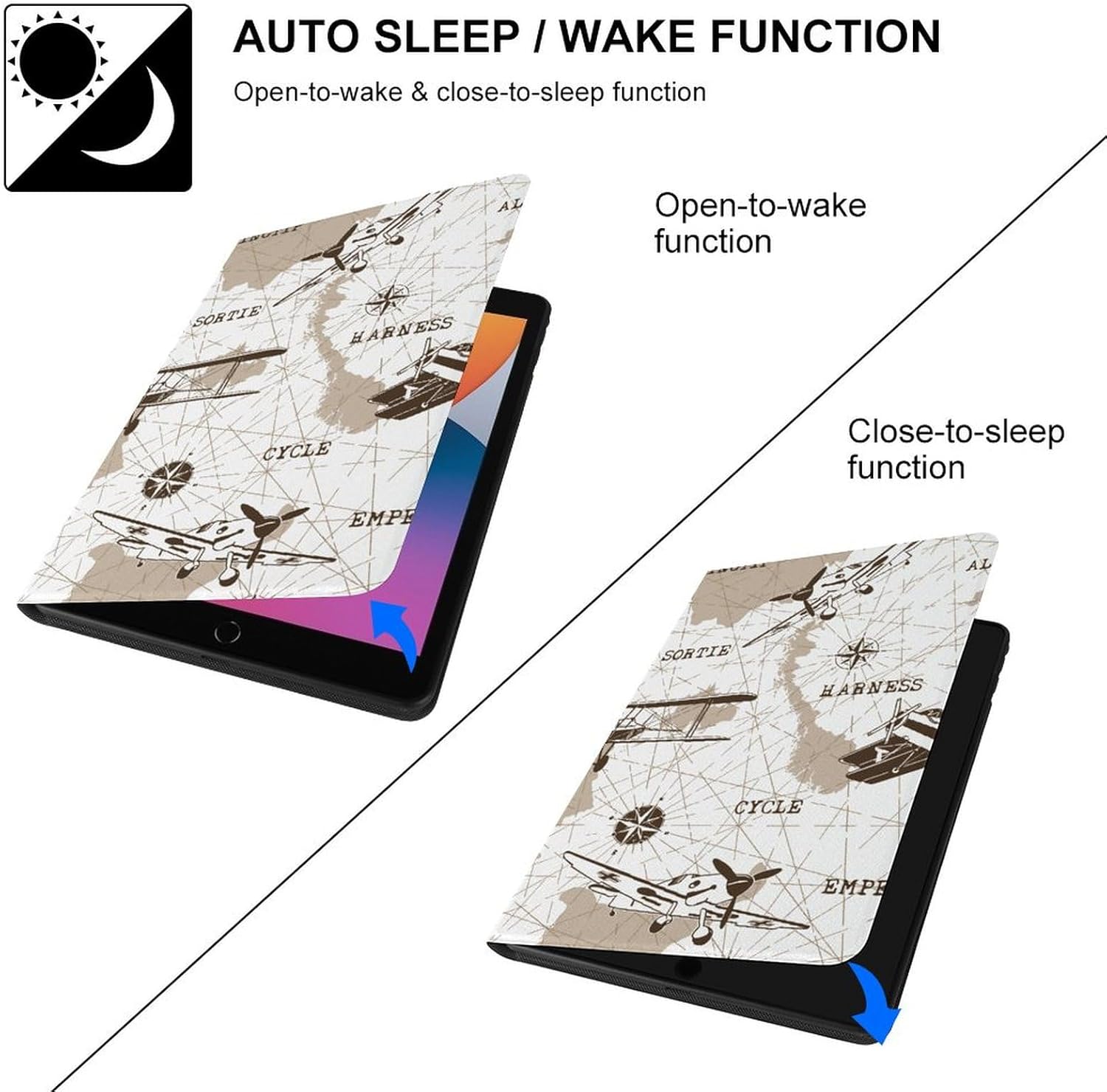 Vintage Air Route World Map Tablet Case Compatible with ipad 2019/2020/2021(10.2in) TPU Protective Case Auto Sleep/Wake Cover, style