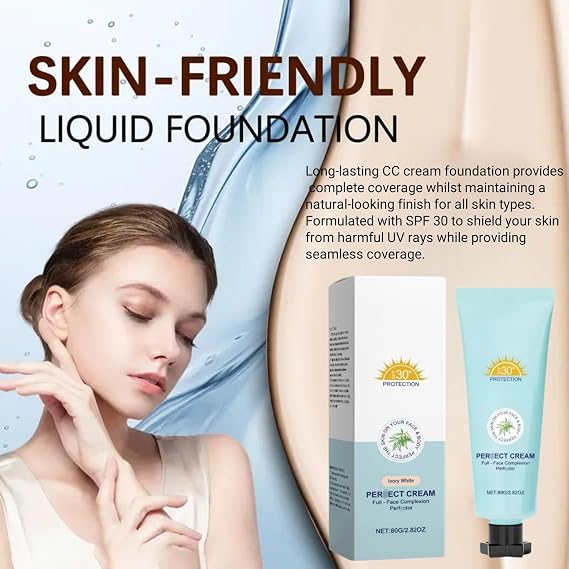 Beauty Body Coverage Per/fector with SPF30,Long-Lasting Cc Cream Body Coverage Per/fector,Full Coverage Foundation & Concealer Cream,Waterproof & Transfer-Resistant Skin Tint,Tinted Moisturiser