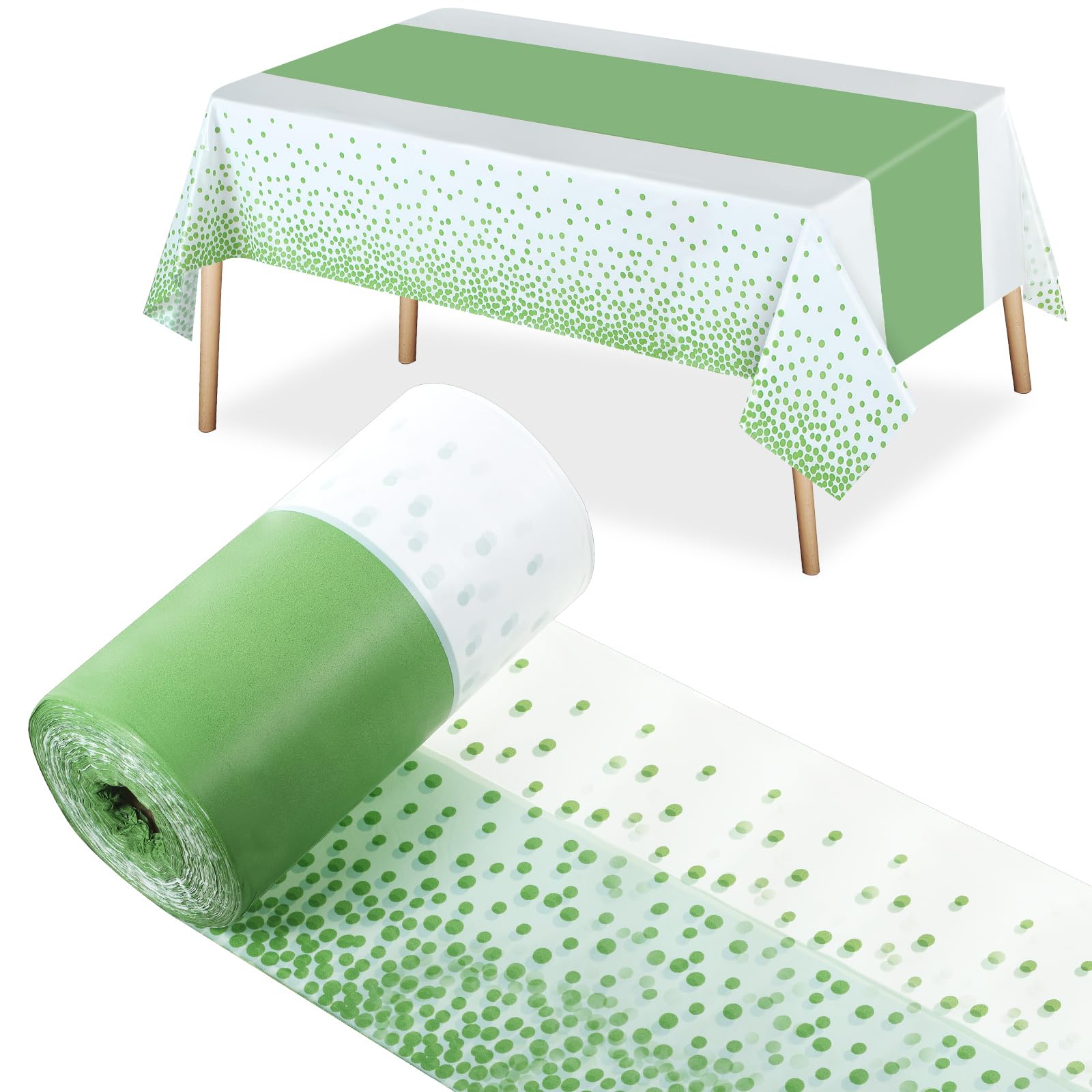 Kinlop Kunststoff-Tischdecke, 101,6 cm x 91,4 m, Einweg-Tischdecke, rechteckige Tischdecke für Disco, Hochzeit, Geburtstag, Braut, Abschlussfeier, Party-Dekoration (grün, stilvoll)