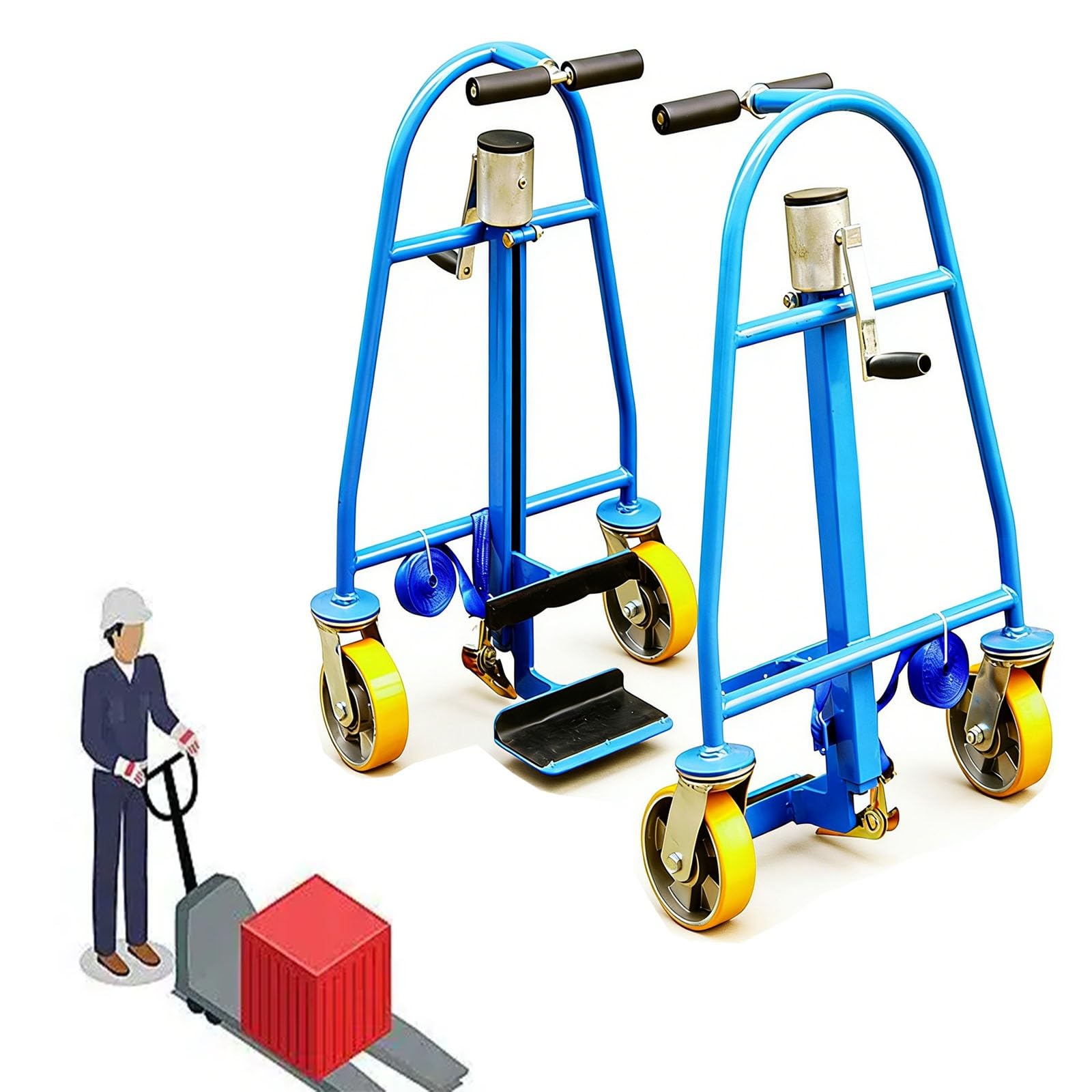 Carrello manuale per movimentazione mobili, capacità 600 kg, con 4 ruote, carrello resistente per spostare oggetti pesanti (set da 2)
