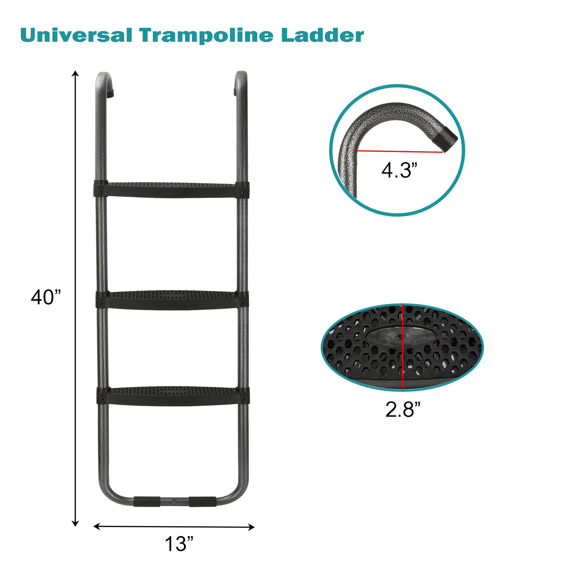 Trampoline Ladder, 3 Step Trampoline Ladder, Trampoline Stairs with Horizontal and Wide Steps, Trampoline Accessories for Children Kids