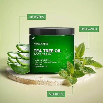 Majestic Pure Tea Tree Foot Cream with Tea Tree Oil - 8 Oz