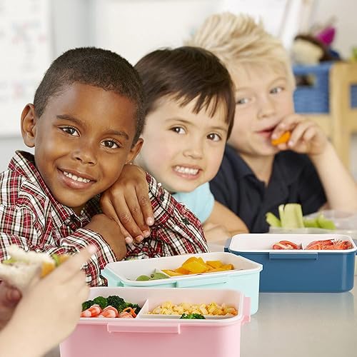Miniatura 6 de Lonchera Bento para niños y adultos, caja Bento con cuchara y tenedor, cajas reutilizables de 3 compartimentos divididos para almacenamiento de