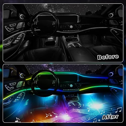 Miniatura 4 de FICOLPO Luces LED acrílicas para el interior del automóvil, 2 en 1 Dreamcolor RGB kit de iluminación ambiental para automóvil incluye cadena de