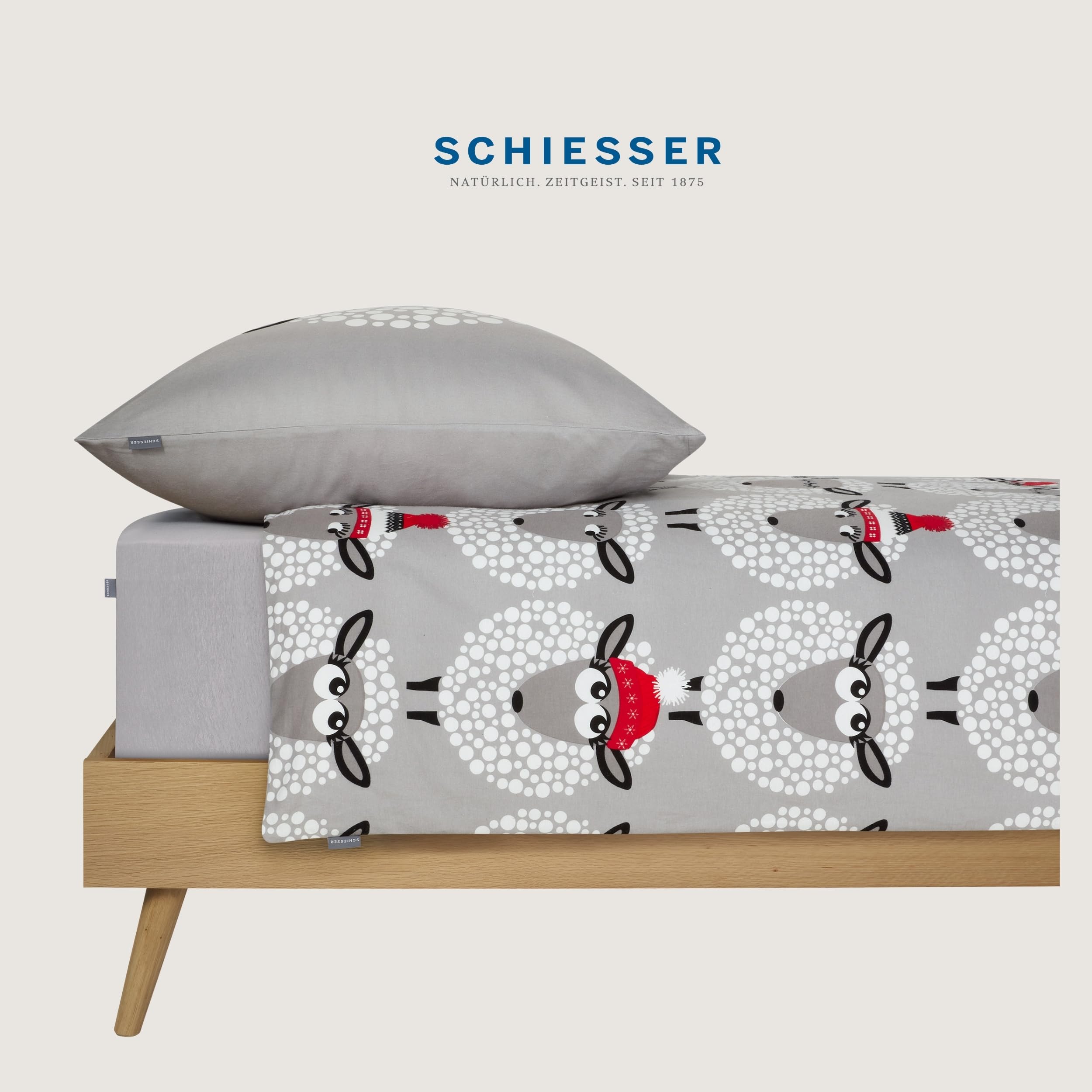 Schiesser Bettwäscheset Sippa - Feinbiber - 2-teilig - 135 x 200 cm - Grau
