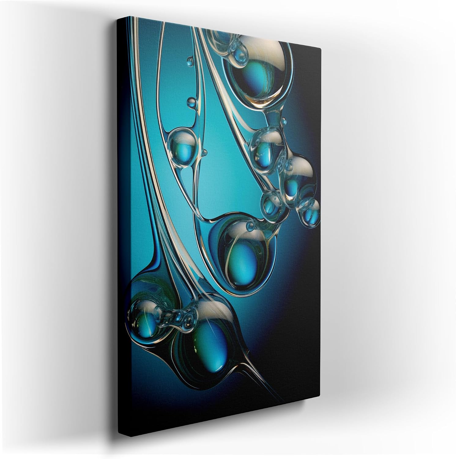 Canvas for Living room. Whispers of Liquid Art: Exploring the Ephemeral Beauty of Bubbles and Droplets, 27 x 18 inch Canvas Wall Art - Contemporary Masterpieces - Modern Home Decor