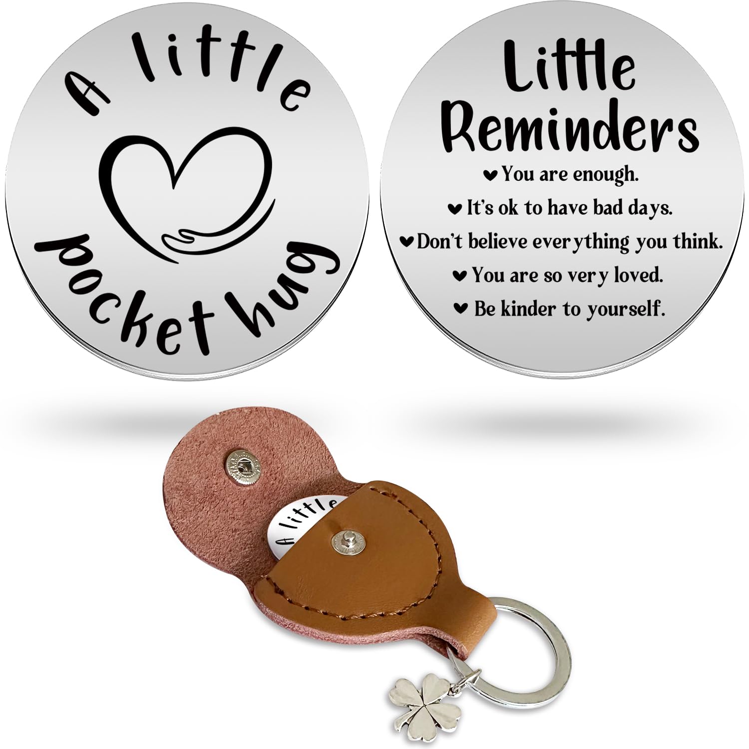 Advivio Funny Pocket Hug Token Stainless Steel Double Sided Pocket Hug Token, for Women Coworker Birthday Christmas Gifts