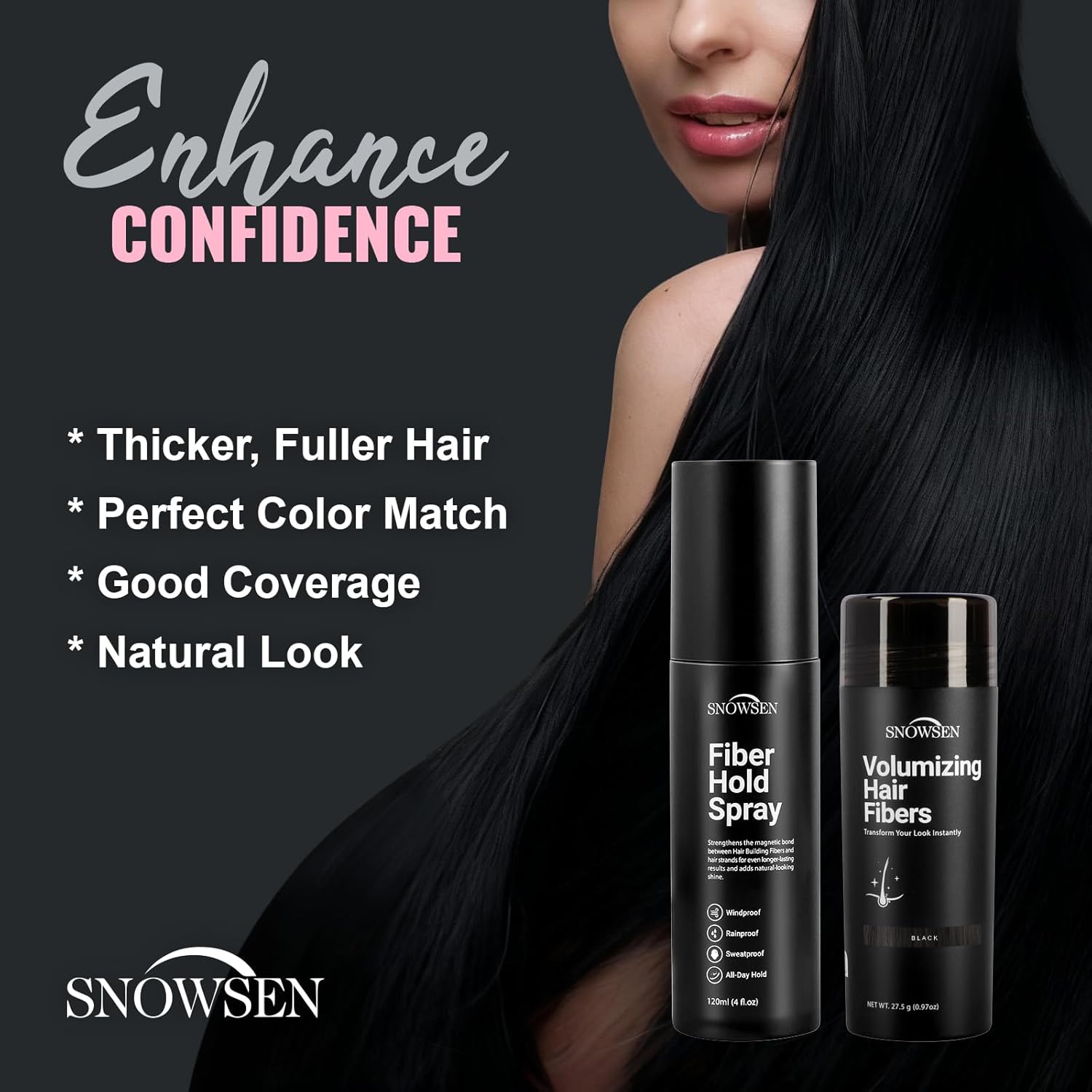 Hair Building Fibers for Thinning Hair for Women & Men, 27.5g, Bald Spot Cover Up Hair Thickening Powder with Applicator Pump, Hair Fibers Barber Enhancement Spray (Black) - Image 6