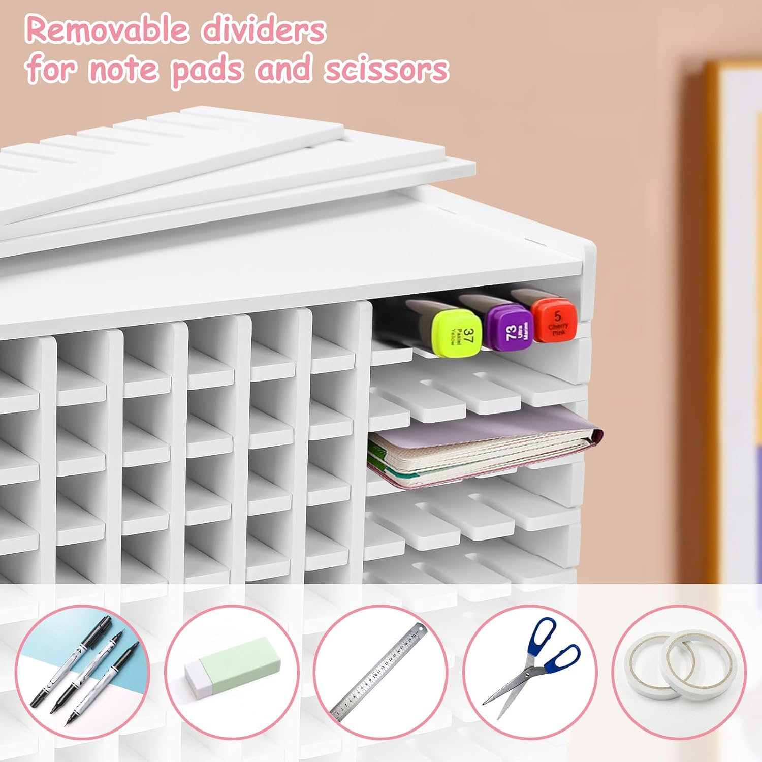 Marker Organizer, 180 Slots Art Markers Storage Rack with Divider Multi functional Pen Holder Storage Rack, Alcohol Marker Holder Suitable for Home Desk Classroom Office