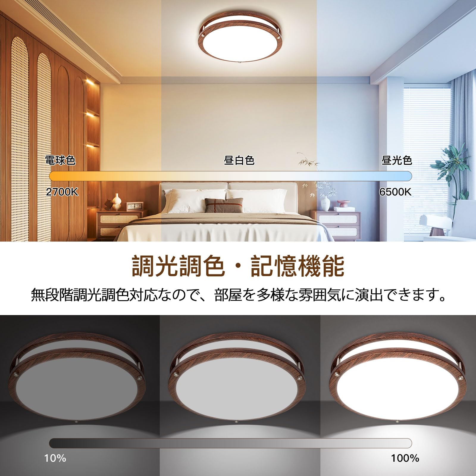 Amazon.co.jp: OOWOLF シーリングライト 8畳 3600lm 木目調 LEDライト