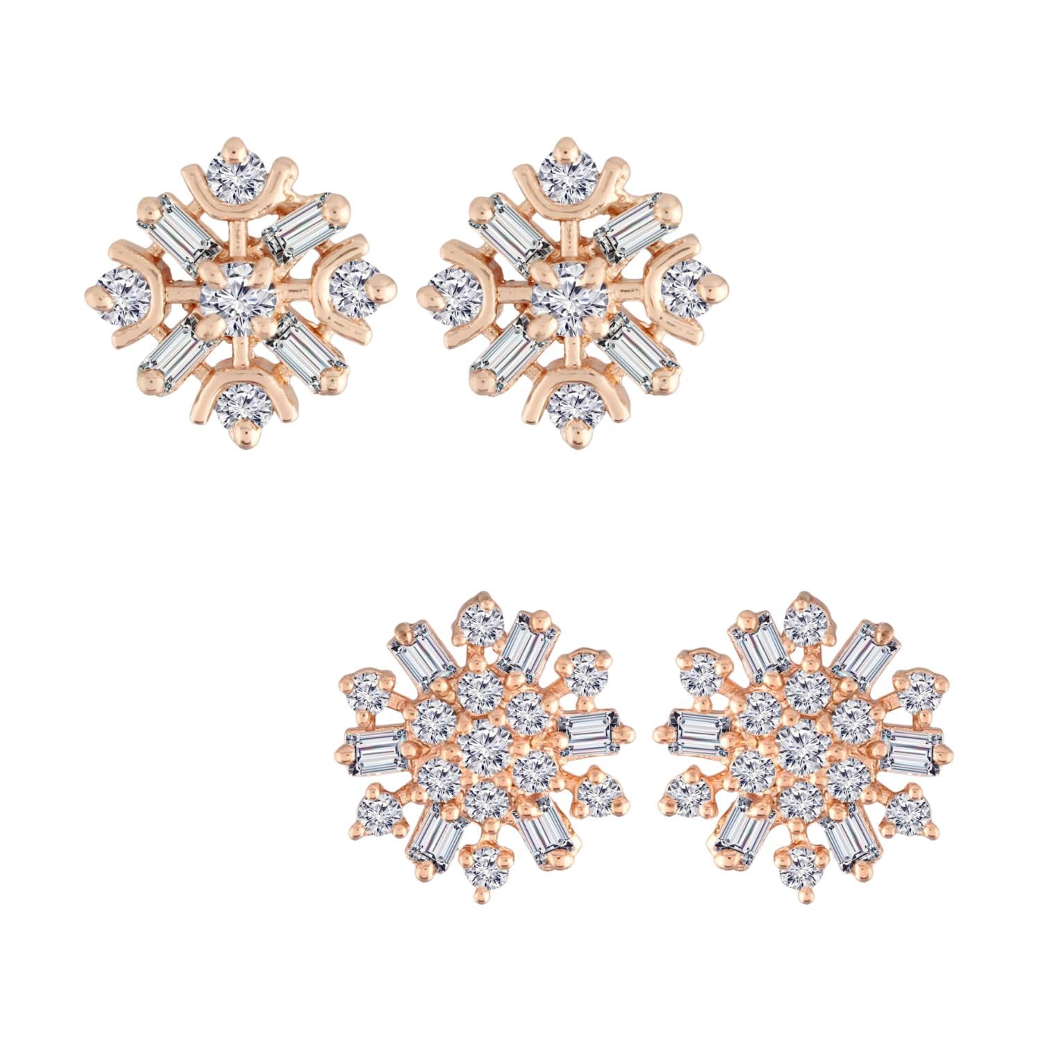 I Jewels Stylish Latest Fashion Rose Gold Plated Cubic Zirconia Floral Shape Stud Earrings for Women/Girls (E2891-2890)(Pack of 2) (B0CF5X841J) Amazon Price History, Amazon Price Tracker