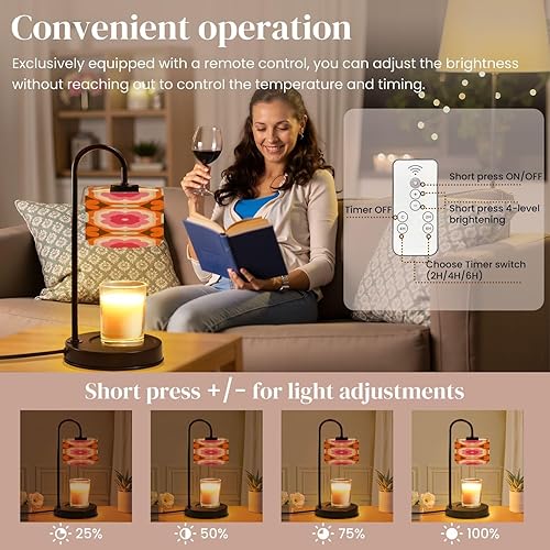 Miniatura 5 de Lámpara calentadora de velas con temporizador y atenuador, retro de los años 70, naranja, marrón, rosa, beige, 60s y 70, estilo retro, calentador de