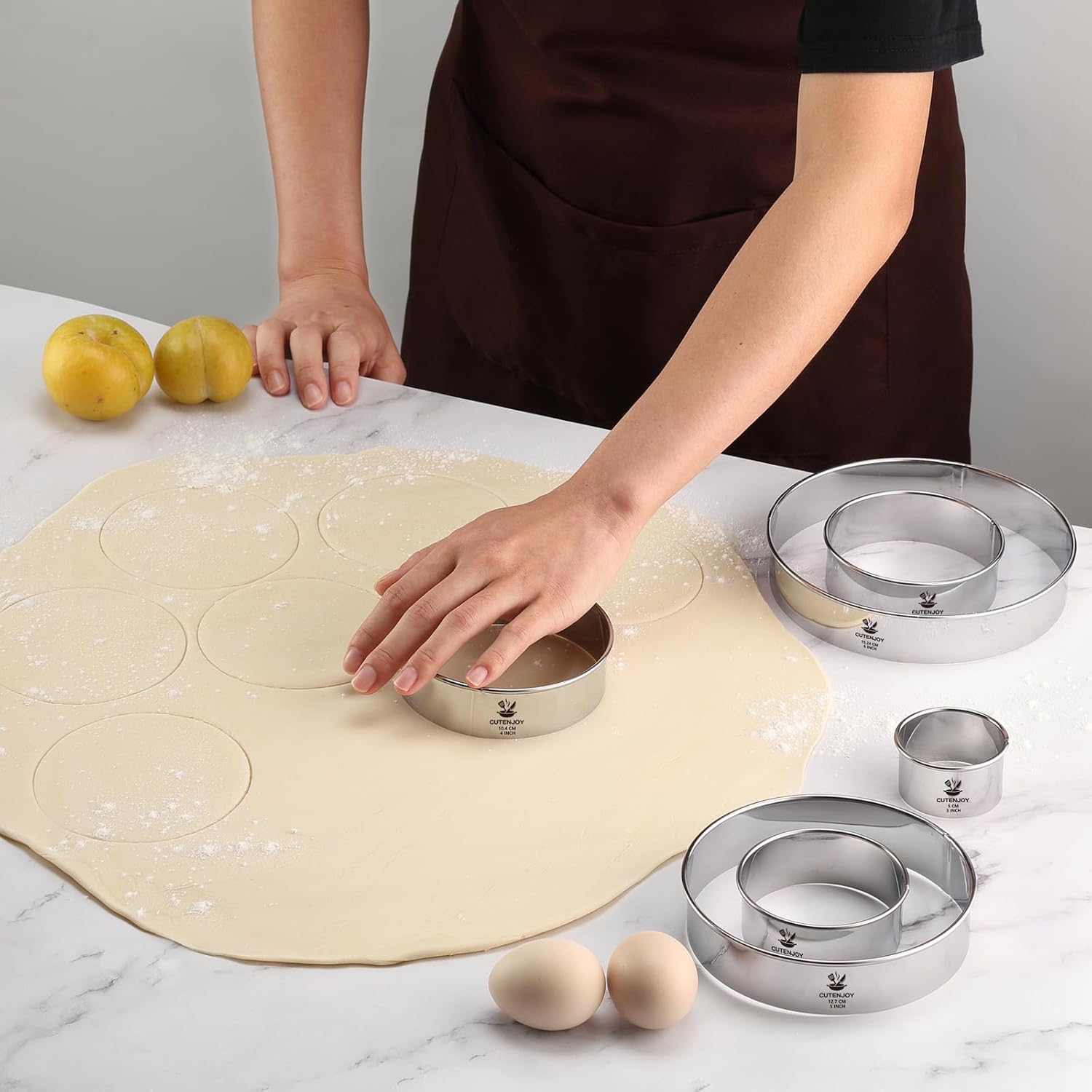6-Piece Round Cookie Cutters (2, 3, 3.5, 4, 5, 6 Inch) Biscuit Cutter Set