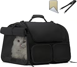 FUKUMARU Dog Cat Carrier, Airline Approved, Breathable Pet Carrier Bag, Travel Carrier for Pets up to 22 kg, Black