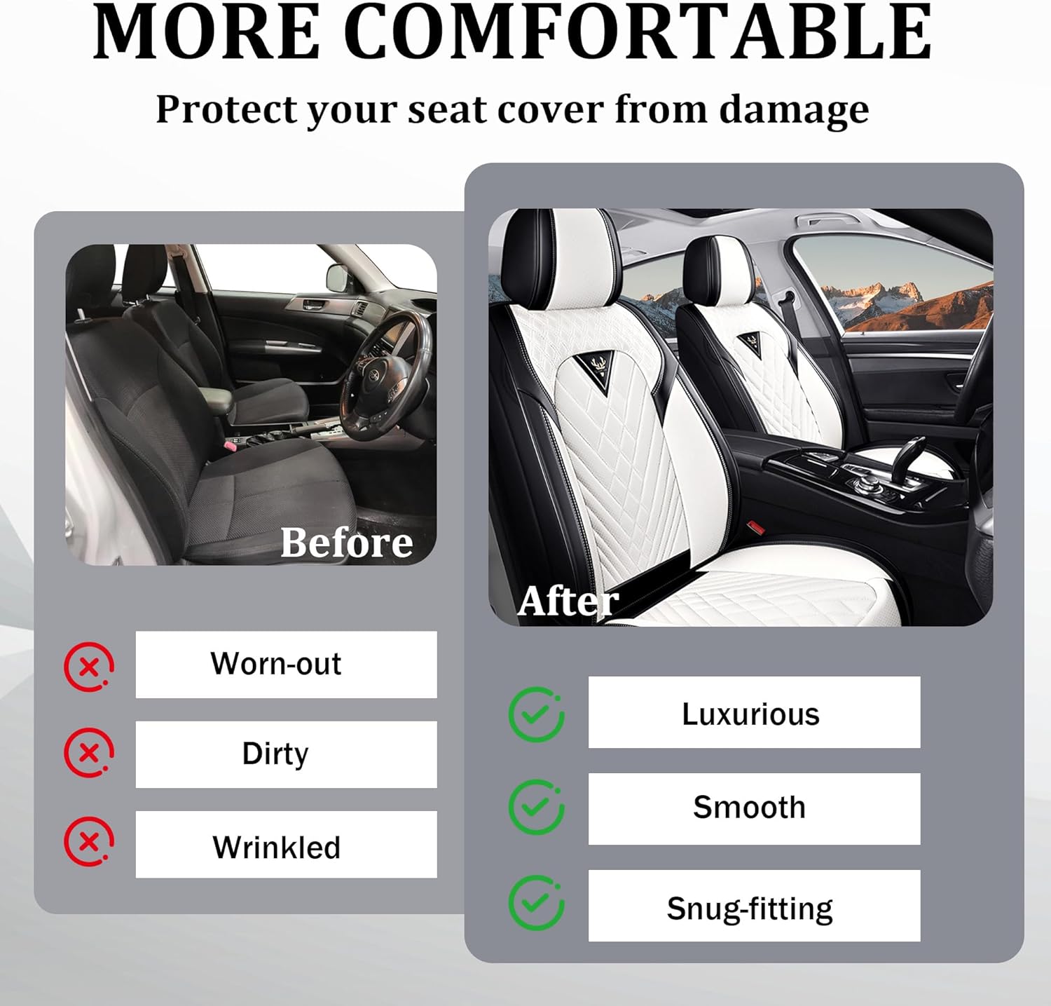 Car Seat Cover for Chevy Camaro 1999-2024, Waterproof Durable Premium Leather Seat Cover, Comfortable Breathable Personalized Sports seat Covers.(2 Seats Standard,Black Beige)