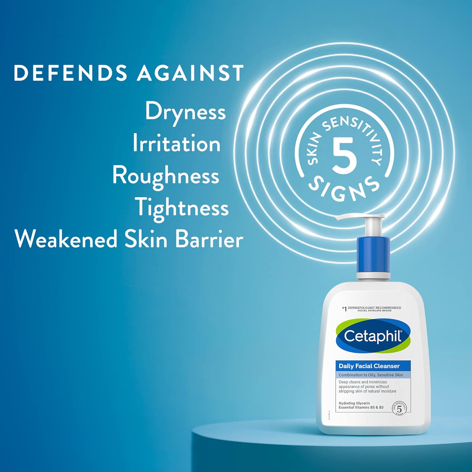 Cetaphil Face Wash Daily Facial Cleanser for Sensitive, Combination to Oily Skin, New Gentle Foaming, Soap Free, Hypoallergenic, No color, 20 Oz : Beauty & Personal Care