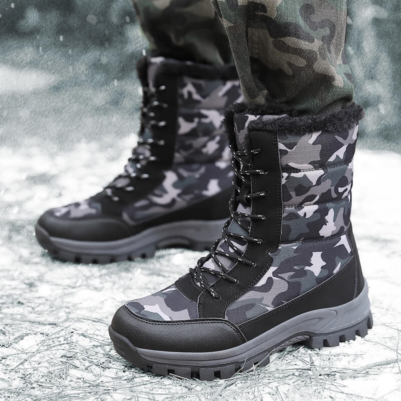 ENEN Bottes de Neige Imperméable Femme Homme 36-42, Bottes Femme Hiver Fourré Antidérapantes Semelle en Caoutchouc Chaude Confortable pour Extérieur, Randonnée