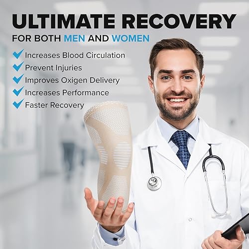 Vista 68 de POWERLIX Rodillera de compresión (par) – La mejor rodillera para el dolor de rodilla para hombres y mujeres – Soporte de rodilla para correr