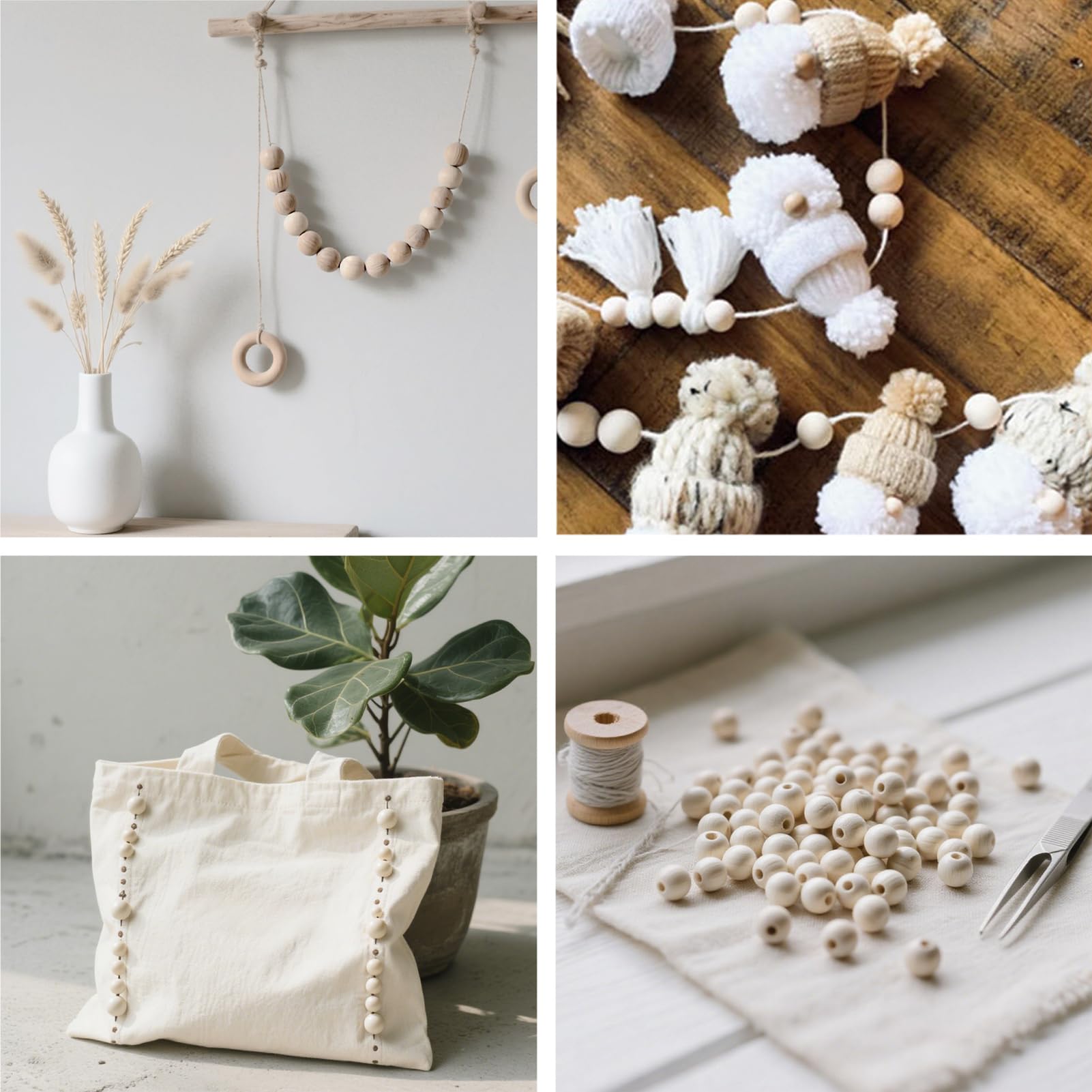 Perline Legno 10mm Naturali 700 Palline Di Legno Con Foro 10mm - Perline Naturali Per Lavoretti Fai Da Te, Macramè E Decorazioni Sfere Legno 10mm