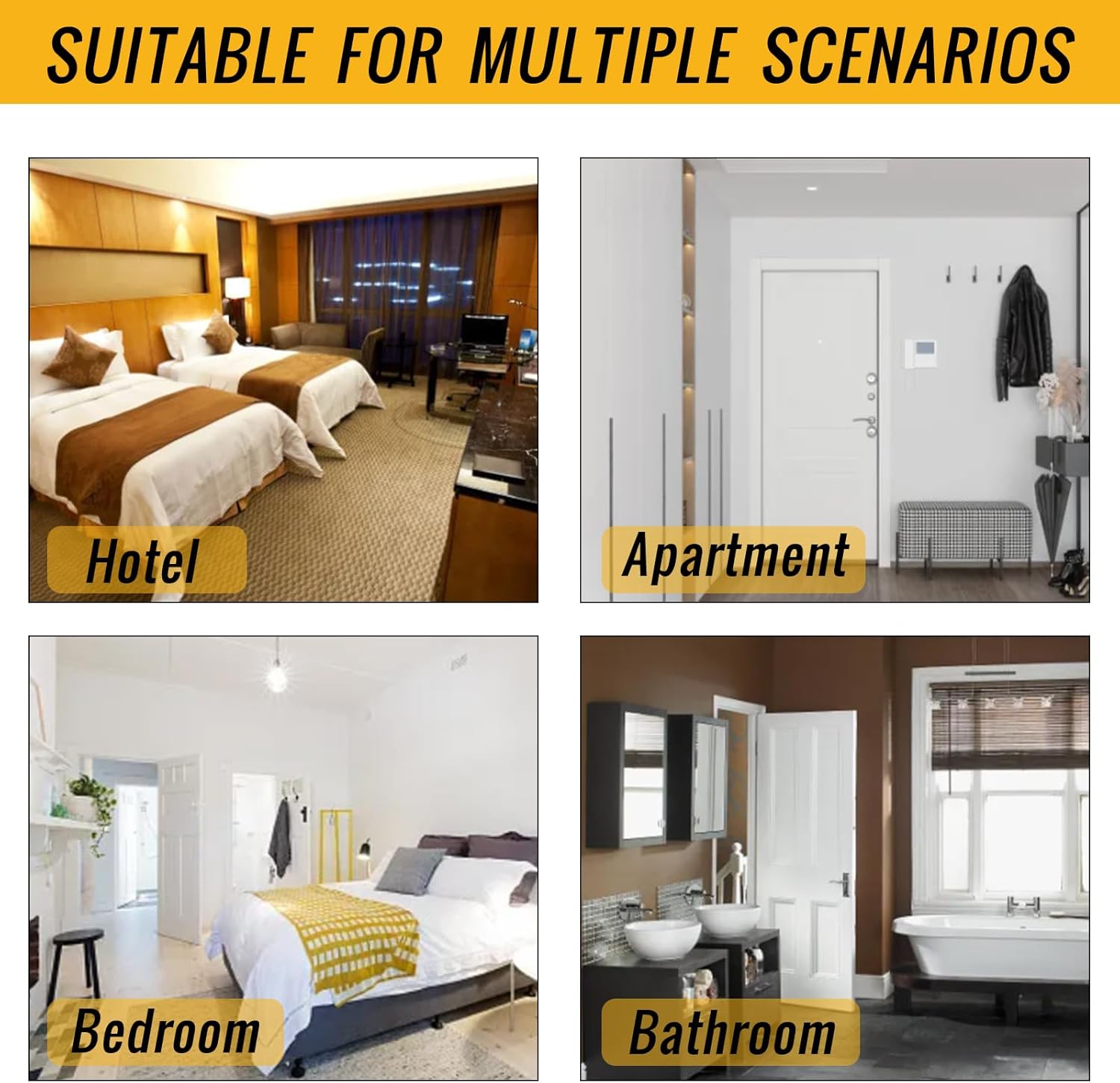 Door Security Lock Zinc Alloy, Door Lock Reinforcer Privacy Door Latch for in-Swinging Doors Extra High Resistance Home, 2pack Black