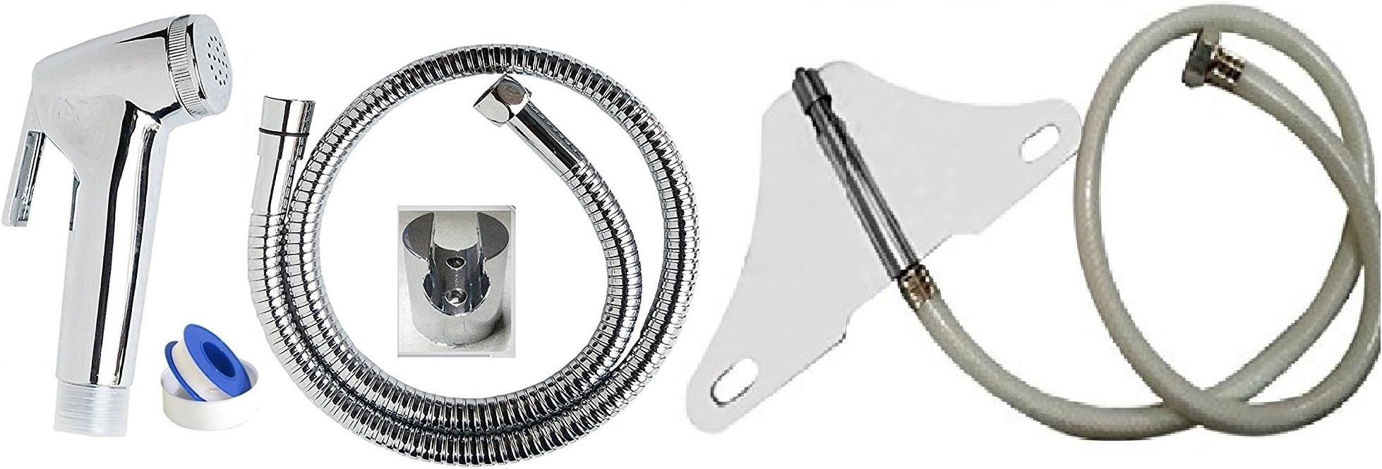MLDJenuine S.S(304) Toilet Jet Spray or Bidget Hands Free Spray with 1 mtr Heavy PVC Hose (Type: Multi) -with Health Faucet -1 Set Combo