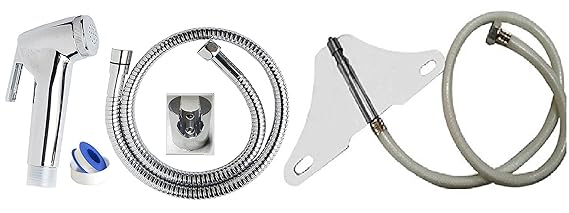 MLD Hot & Cold Water S.S(304) Toilet Jet Spray or Bidget Hands Free Spray with 1 mtr Heavy PVC Hose (Type: Multi) -with Health Faucet -1 Set Combo