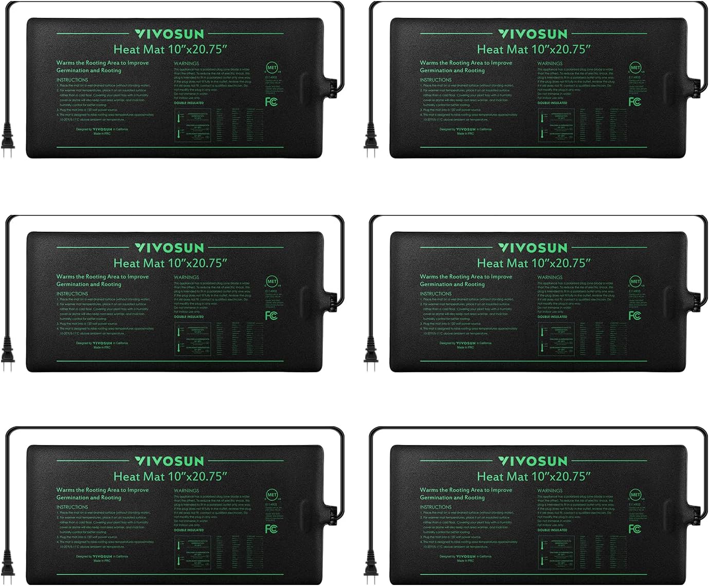 VIVOSUN 6Pack 10" x 20.75" Durable Waterproof Seedling
