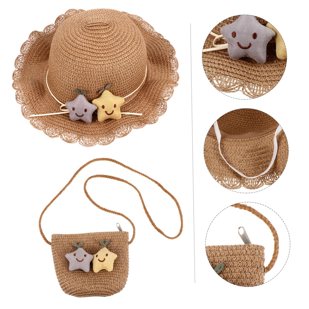 LIFKOME Parasol Sombreros de Sol para Sombrero de Cubo Esponjoso Mimbre Bolso Tapa Sling Bag Shoulder Bag Sombrero de Verano para Bolsa de Sombrero de Verano Khaki