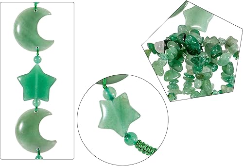 Miniatura 5 de Rockcloud Adornos colgantes hechos a mano con piedras de cristal, dijes de estrella y luna, adorno de automóvil para curación de chakras, yoga,