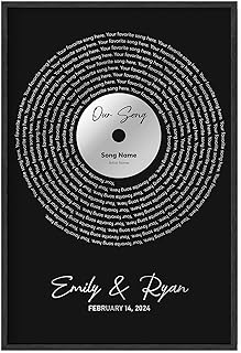 Personalized Song Lyrics Poster - Customized Vinyl Record Print, Your Favorite Song Lyric in Record Shape Gift for Couples Anniversary Wedding, Valentines Gift for Wife Husband