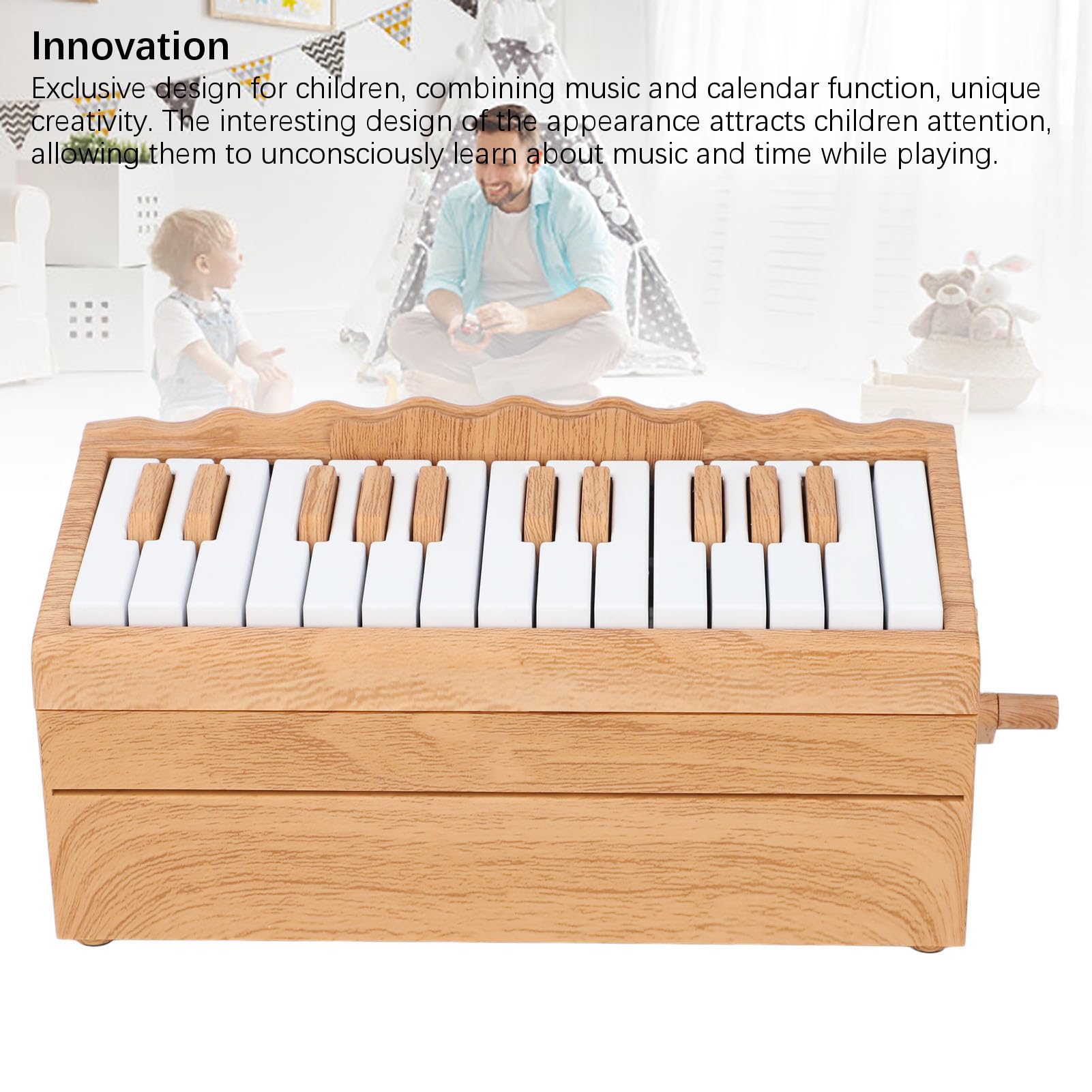 Fdit Innovativer Spielbarer Klavier-Tischkalender mit BT-Konnektivität, Pädagogische Spieluhr für, Zum Geburtstag, Familieninteraktion (ABS, 7,48 X 3,54 X 3,54 Zoll)