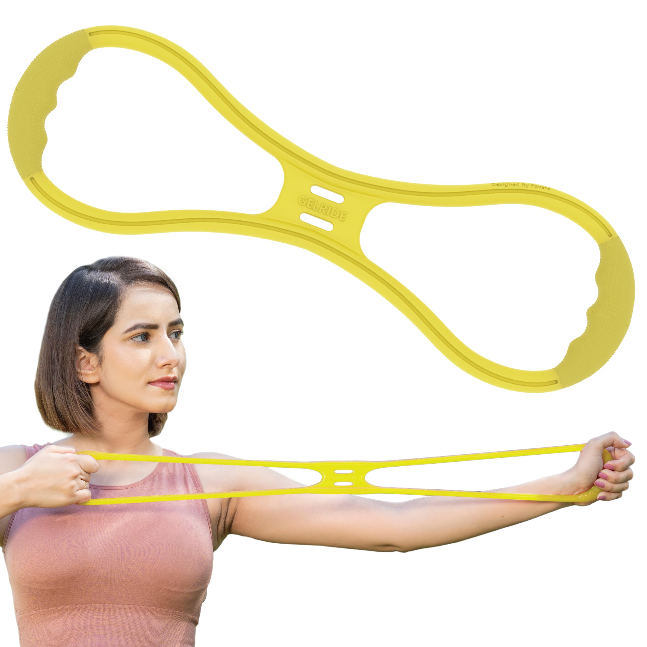 GELRIDE Light Resistance (Yellow) Ortho Sports Band (1 pcs) - Portable Stretch Band for Exercising Arm, Shoulder, Leg, Feet and Joints - for Use in Home, Gym, Outdoors and Therapy Center