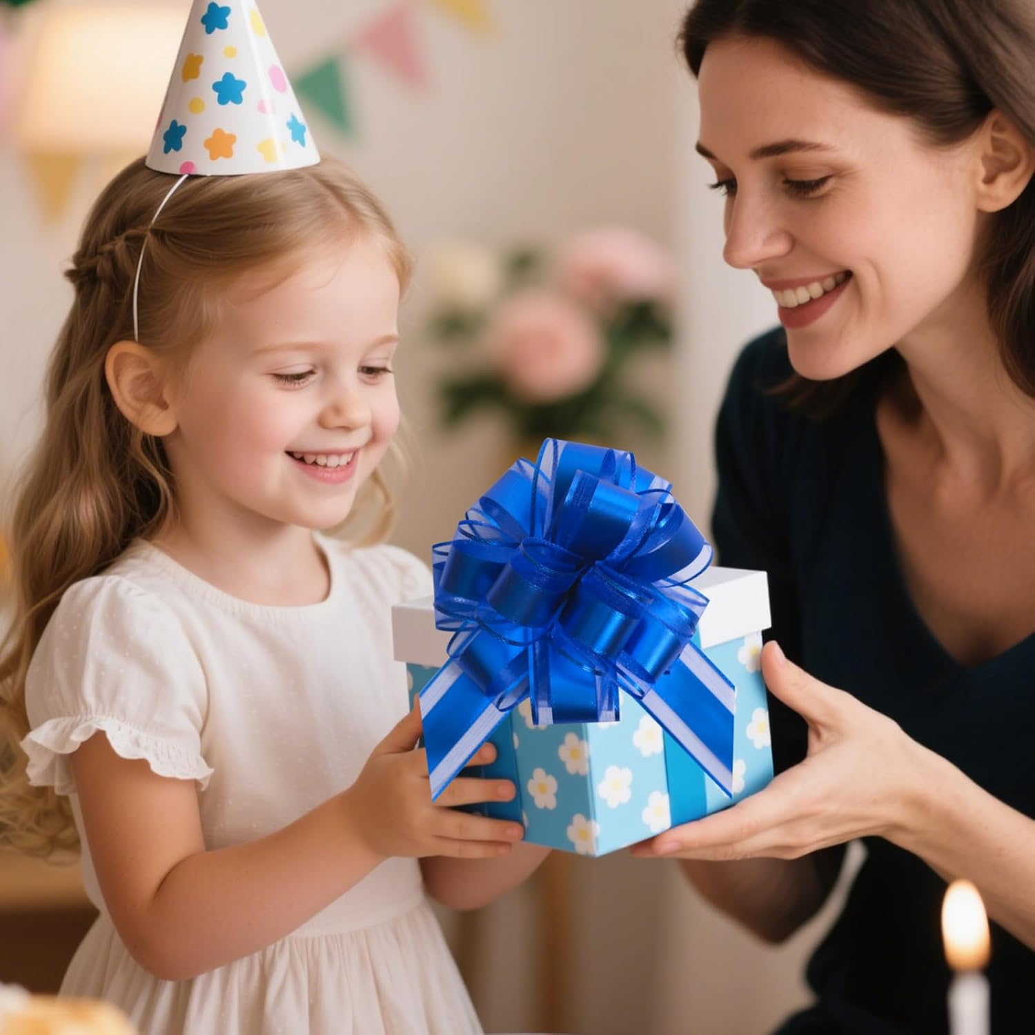 12 PCS 6 Inch Large Pull Organza Blue Bows - Christmas Bows,Christmas Bows for Gift Wrapping,Perfect for Gift Wrapping, Wedding Decor, Car Bows, Birthday Parties, Christmas and Valentine's Day - Image 3