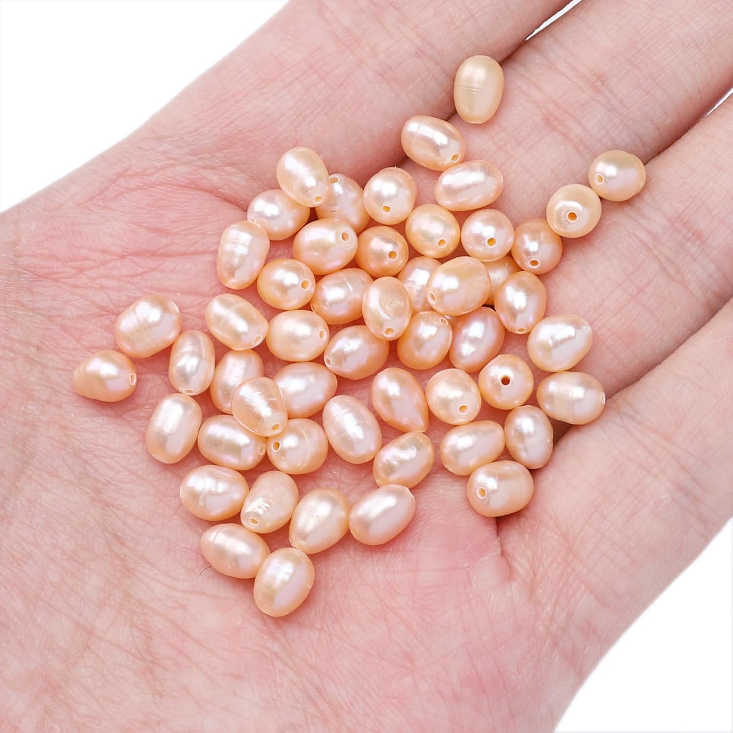 Natural Pearl Beads Rice 5-6mm Pink Freshwater Cultured Loose Gemstone Beads for DIY Jewelry Making 13.8''/Strand HQ - Image 5