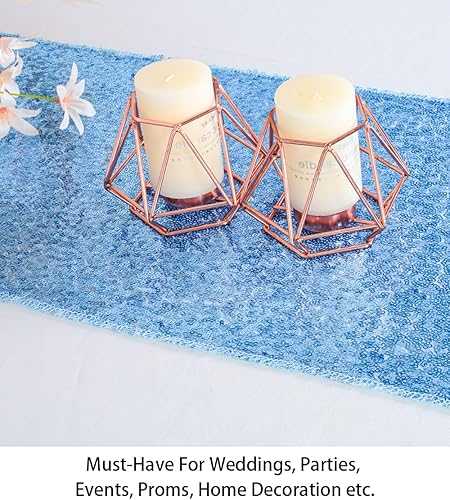 Vista 66 de Camino de mesa de lentejuelas doradas, 12 x 72 pulgadas, paquete de 15 caminos de mesa de boda con purpurina, camino de mesa dorado brillante