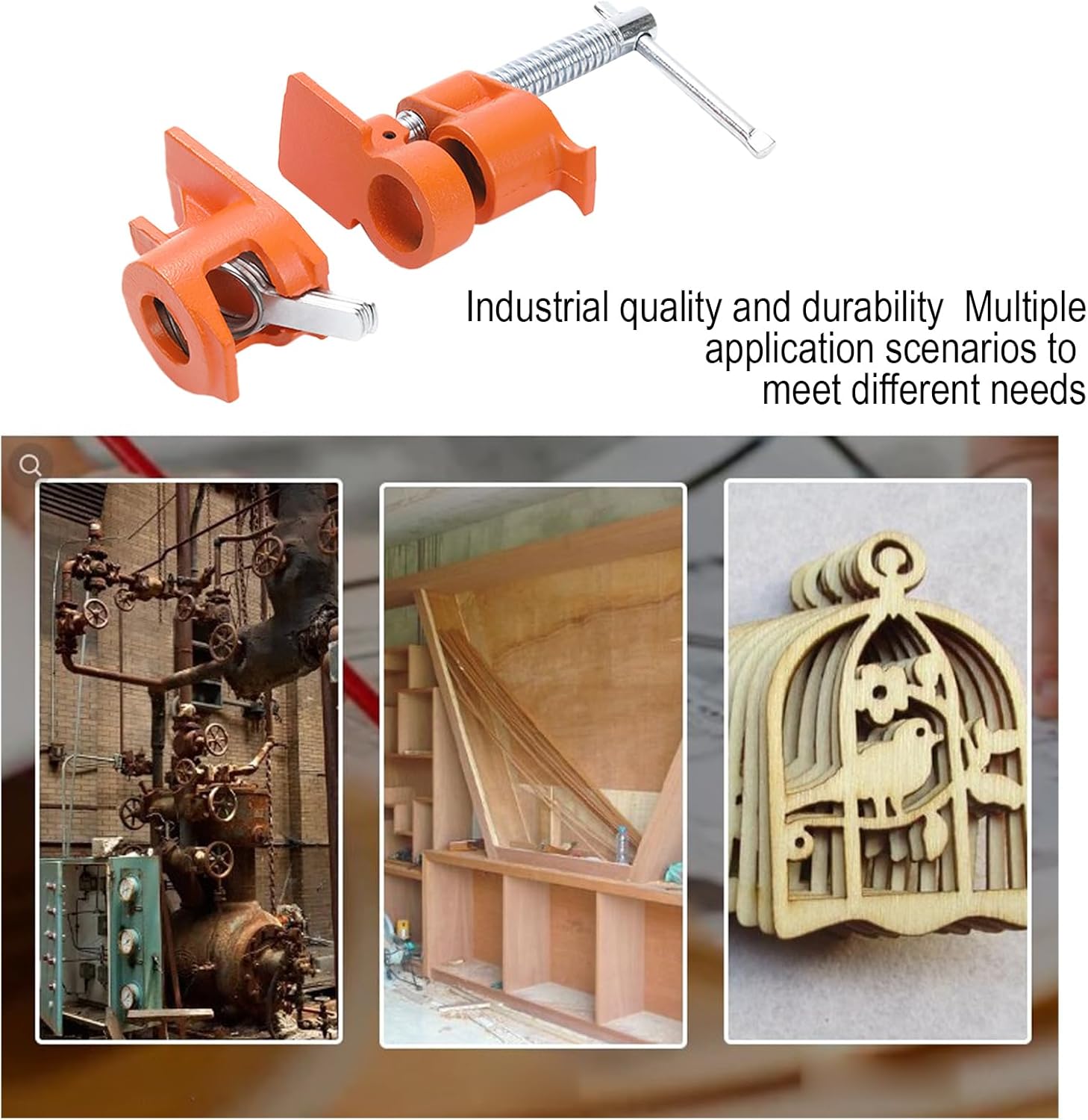 3/4 Pipe Clamp - Heavy Duty Steel Woodworking Tools,Precision Wood Gluing Pipe Clamp,for Home Plumbing Automotive Craft Projects Marine Gardening Industrial Exhaust System Carpentry Plumber