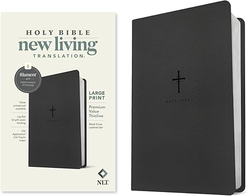 NLT Large Print Premium Value Thinline Bible, Filament Enabled (Leatherlike, Black Cross): New Living Translation, Black Cross, Premium Value Thinline, Filament-enabled Edition
