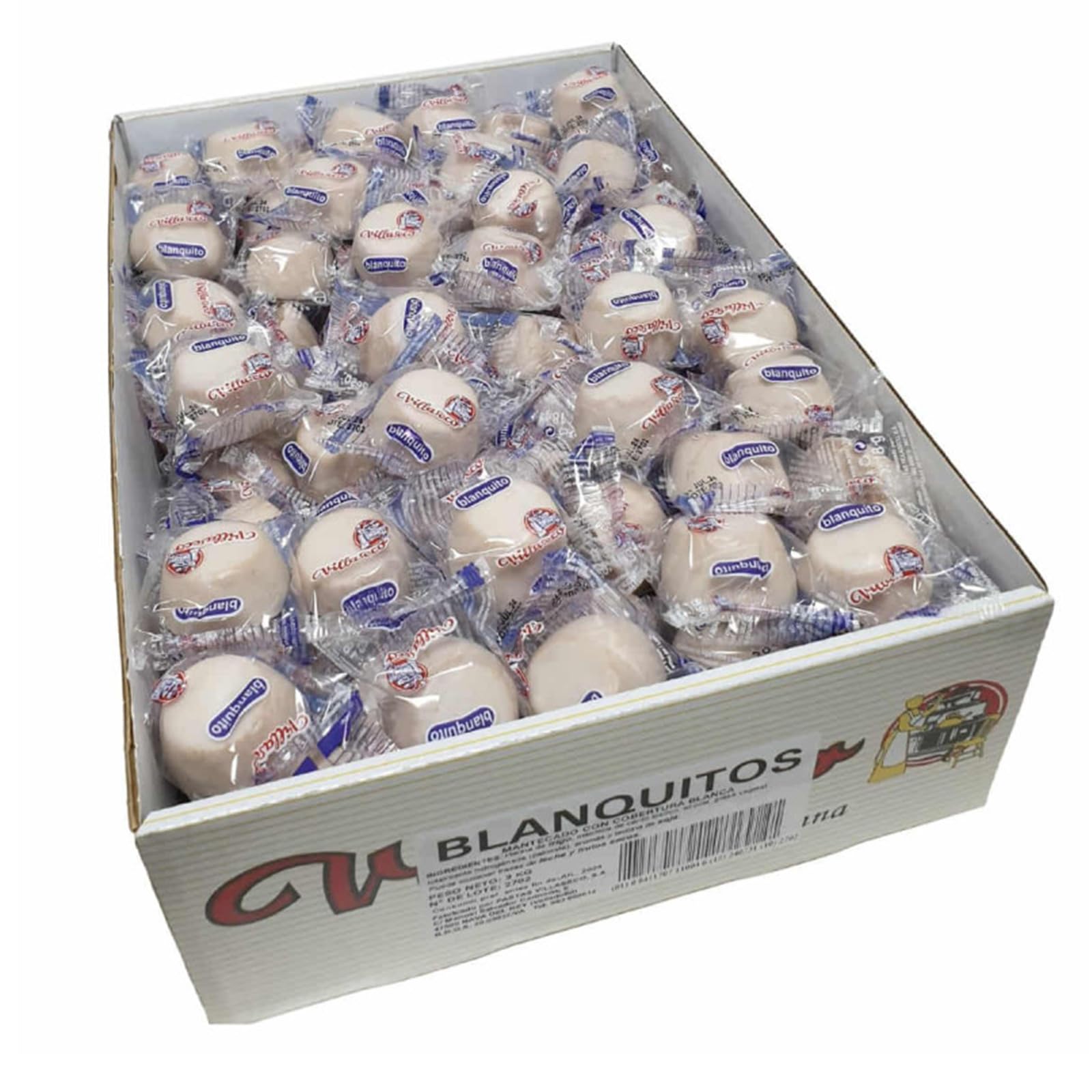 Deliex - Blanquitos Villaseco de Nava del Rey - Los Morenitos blancos - Caja de 3kg - mantecados bañados en chocolate blanco