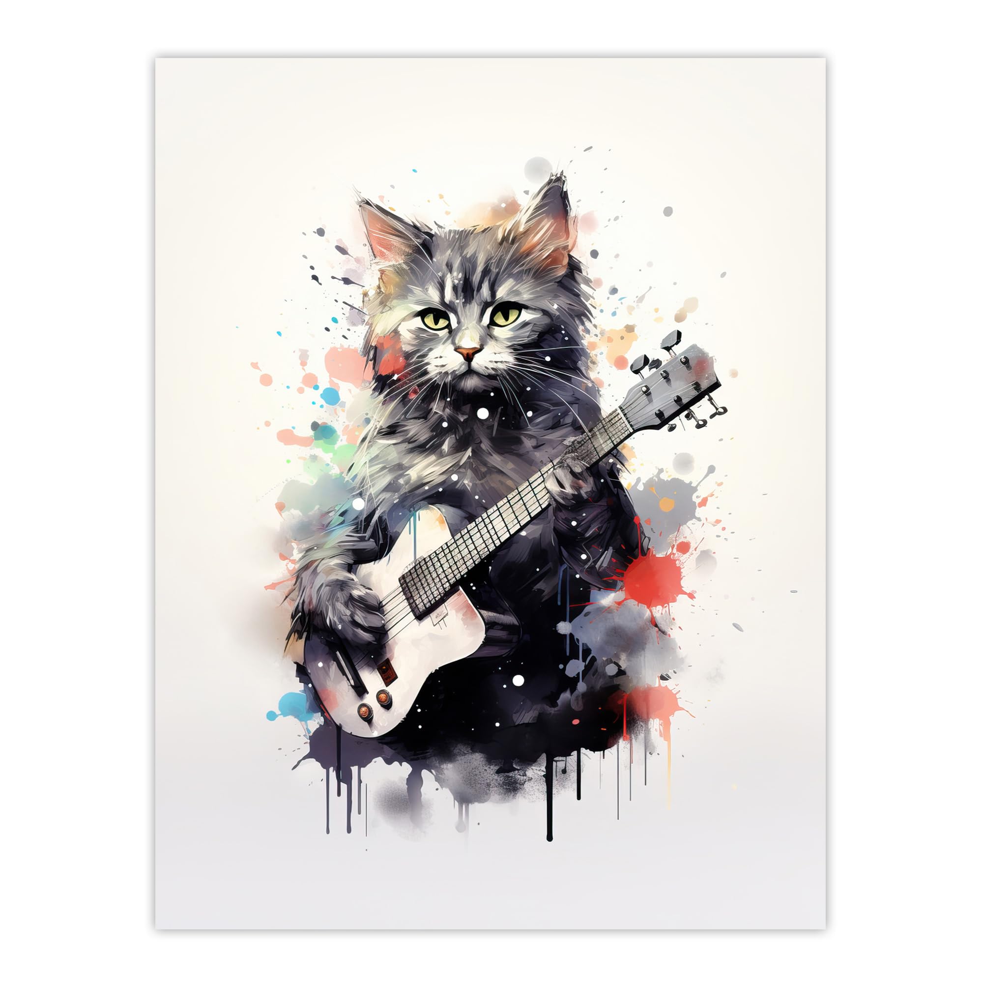 Artery8 Watercolour Pet Portrait Painting Artwork Poster - W18" x H24"