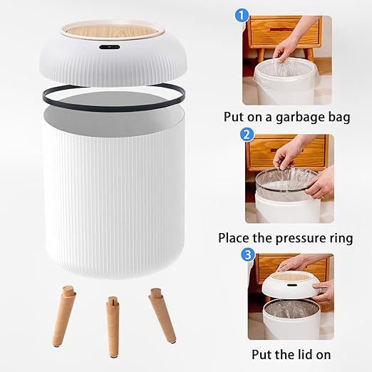 Cesto de Basura Automático Sensor de Movimiento 11L Blanco miniatura 7