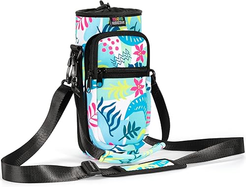 Miniatura 44 de Bolsa para botella de agua Nuovoware, soporte para botella de agua de 25oz/40oz/64oz, correa de mano ajustable, 2 bolsillos de neopreno, accesorios
